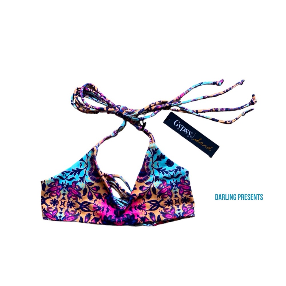 Gypsy 05 Sand Halter Bikini Top Women Color Multi Size XS